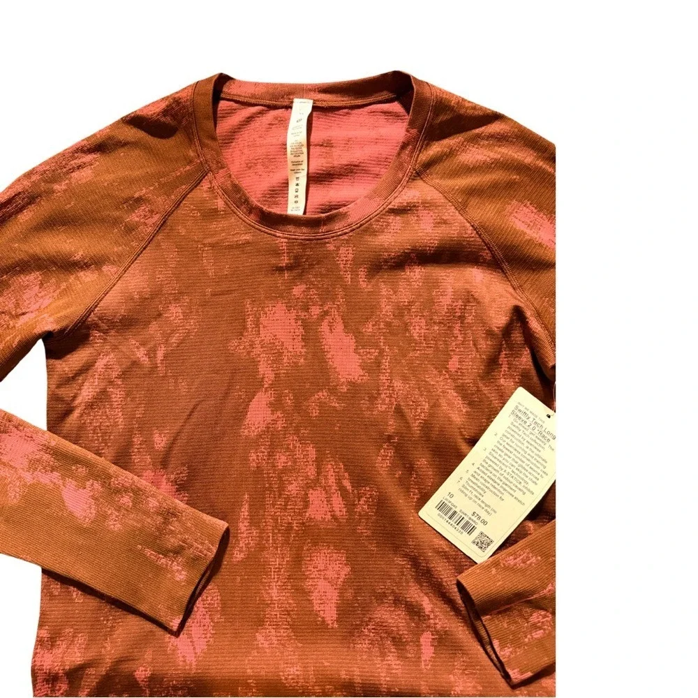 Lululemon Athletica Brown and Pink Long Sleeve Top-size 10 NWT - Picture 6 of 8